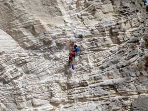 Arnoud examining and sampling the large size clinoforms of the Favignana calcarenites, spring 2010